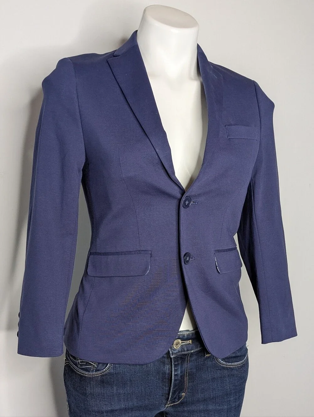 Lauren Ralph Lauren Blue Cotton Blend Blazer 10